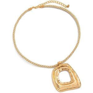 Modern Geometric Hollow Square Pendant Necklace for Women Gold Fashion Jewelry